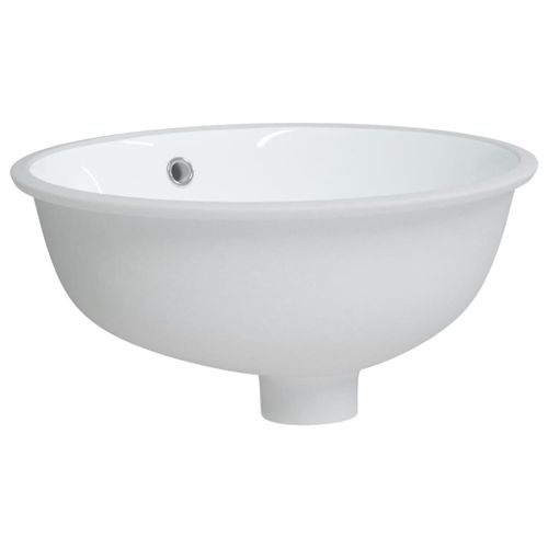 Évier de salle de bain blanc 37x31x17,5 cm ovale céramique - Photo n°3; ?>