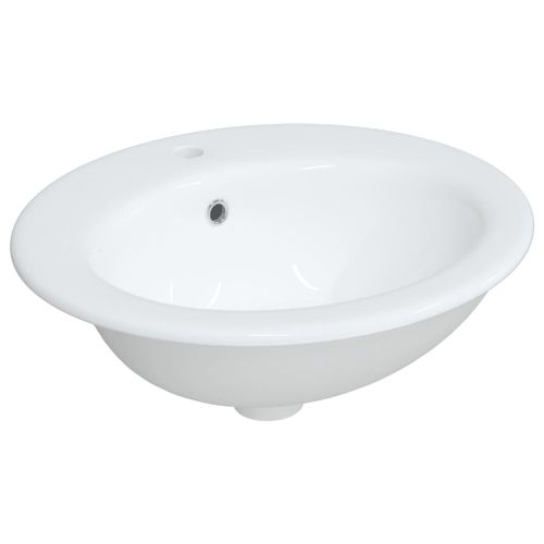 Évier de salle de bain blanc 52x46x20 cm ovale céramique - Photo n°2; ?>
