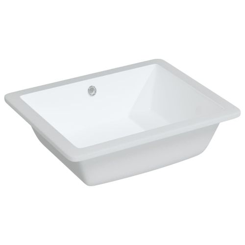 Évier de salle de bain blanc rectangulaire céramique - Photo n°2; ?>
