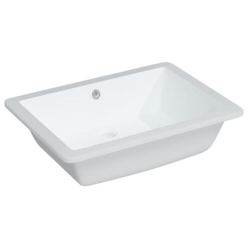 Évier de salle de bain blanc rectangulaire céramique - Photo n°2; ?>