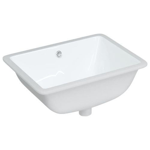 Évier salle de bain blanc rectangulaire céramique - Photo n°2; ?>
