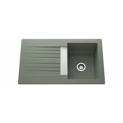 EWI Evier cuisine a encastrer 1 bac + 1 égouttoir Soledad - Résine - 86 x 50 cm - Gris béton - Photo n°3; ?>