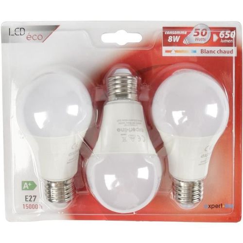 EXPERT LINE AMPOULE LED BLANC CHAUD Standard - Lot de 3/8 W. 640 lm. E27. A60. - Photo n°3; ?>