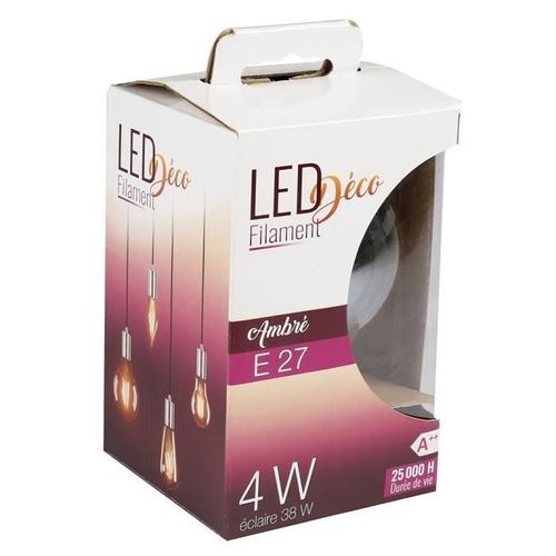 EXPERTLINE Ampoule LED filament ambrée E27 4 W équivalent a 38 W blanc chaud - Photo n°3; ?>