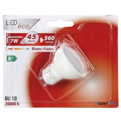 EXPERTLINE Ampoule LED GU10 7 W équivalent a 45 W blanc chaud - Photo n°2; ?>