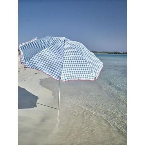 EZPELETA Parasol de plage Beach - Ø 180 cm - Vichy bleu Socle non inclus - Photo n°2; ?>