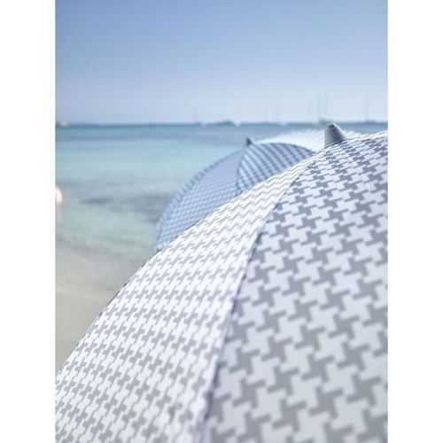 EZPELETA Parasol de plage Beach - Ø 180 cm - Vichy gris Socle non inclus - Photo n°3; ?>