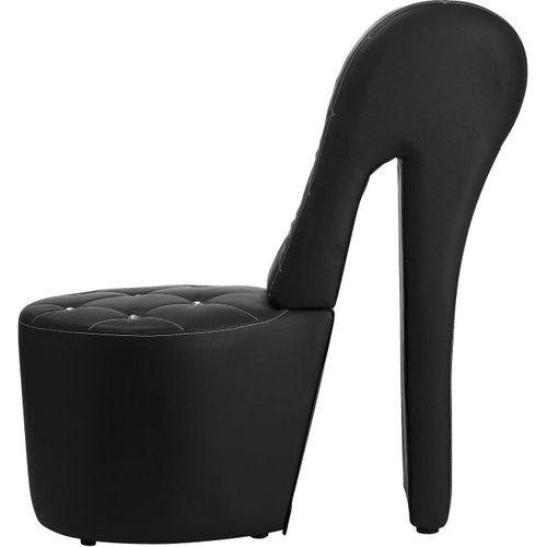 Fauteuil design chaussure à talon simili cuir noir Zapat - Photo n°3; ?>