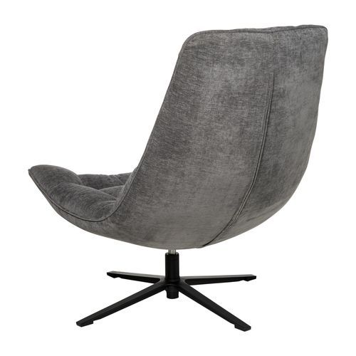 Fauteuil assise large rotatif à 360º tissu gris foncé matelassé Farma 83 cm - Photo n°2; ?>