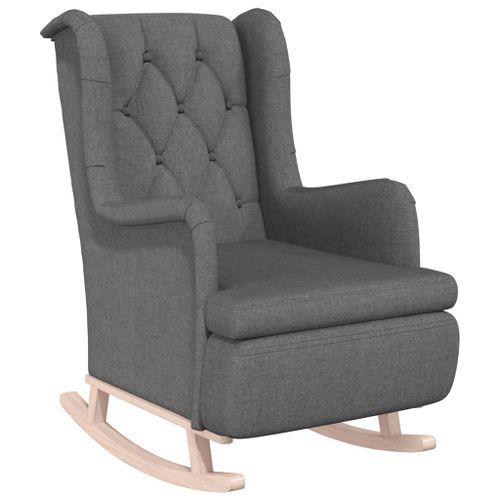 Fauteuil avec pieds à bascule en bois d'hévéa Gris clair Tissu - Photo n°2; ?>