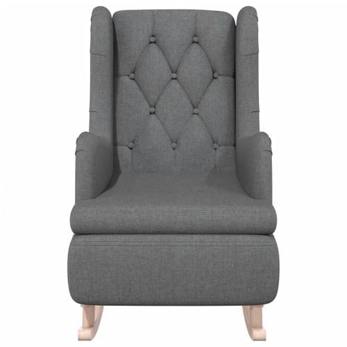 Fauteuil avec pieds à bascule en bois d'hévéa Gris clair Tissu - Photo n°3; ?>