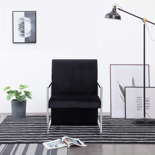 Fauteuil avec pieds en chrome Noir Velours - Photo n°2; ?>