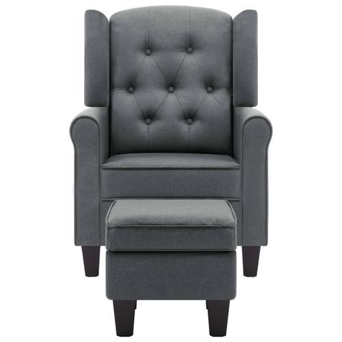 Fauteuil avec repose-pied Gris clair Tissu - Photo n°3; ?>