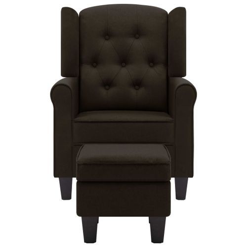 Fauteuil avec repose-pied Marron foncé Tissu - Photo n°3; ?>