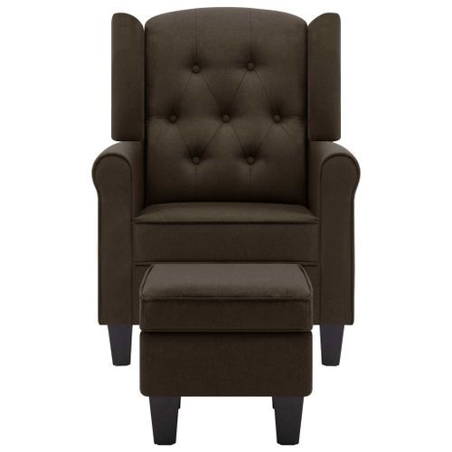 Fauteuil avec repose-pied Marron Tissu - Photo n°3; ?>