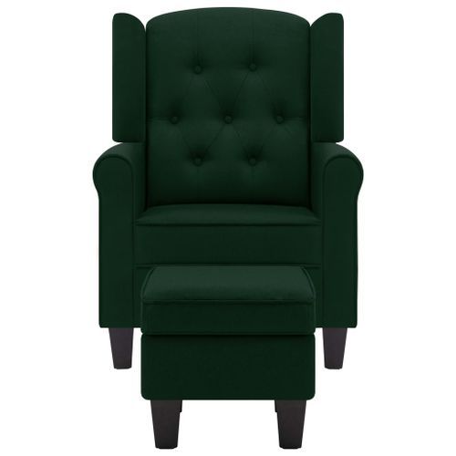 Fauteuil avec repose-pied Vert foncé Tissu - Photo n°3; ?>