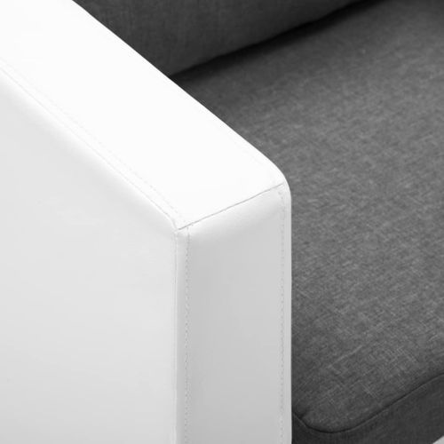 Fauteuil Blanc et gris clair Similicuir - Photo n°2; ?>