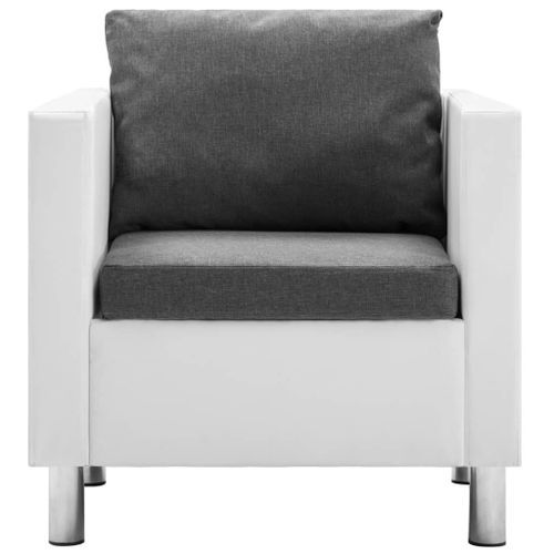 Fauteuil Blanc et gris clair Similicuir - Photo n°3; ?>