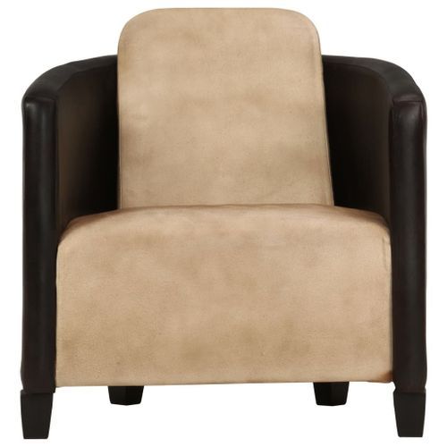 Fauteuil Brun roux et noir Cuir véritable - Photo n°2; ?>