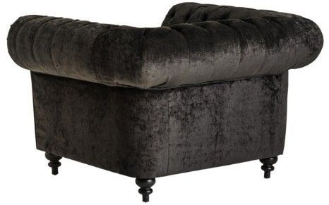 Fauteuil chesterfield tissu et pieds pin massif noir Rayo 2 - Photo n°3; ?>