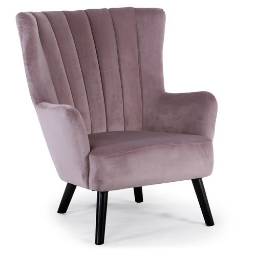 Fauteuil chic velours rose Kamps - Photo n°2; ?>