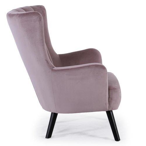 Fauteuil chic velours rose Kamps - Photo n°3; ?>