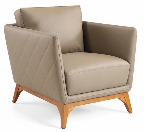 Fauteuil contemporain cuir capitonné et bois noyer Kila - Photo n°2; ?>