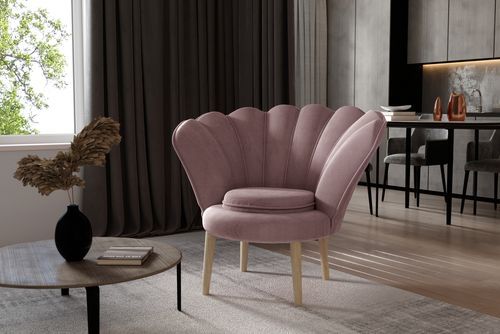 Fauteuil coquillage velours rose Skidra - Photo n°2; ?>