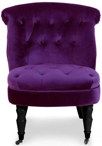 Fauteuil crapaud à roulette velours violet Princy - Photo n°2; ?>