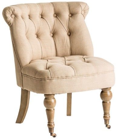 Fauteuil crapaud tissu crème et pieds pin massif clair Ornica - Photo n°2; ?>