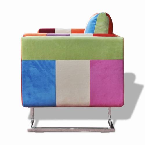 Fauteuil cube avec design de patchwork Chrome Tissu - Photo n°2; ?>