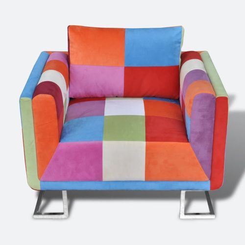 Fauteuil cube avec design de patchwork Chrome Tissu - Photo n°3; ?>