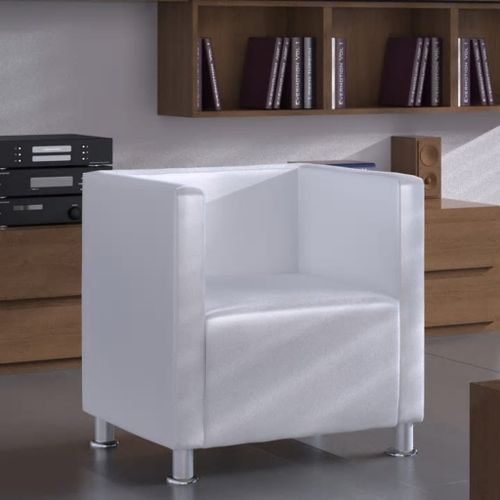 Fauteuil cube Blanc Similicuir - Photo n°2; ?>