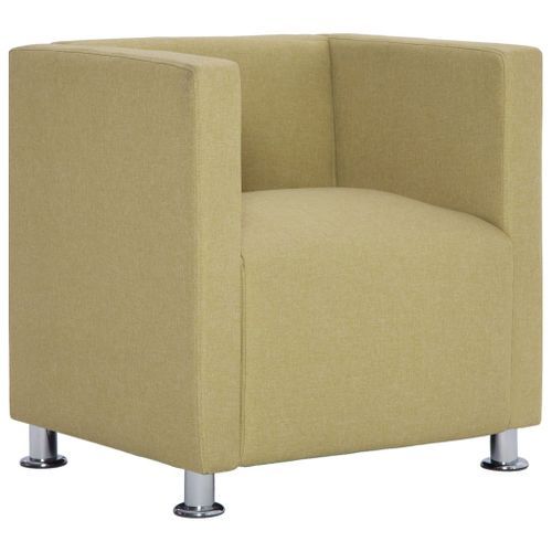 Fauteuil cube Vert Tissu - Photo n°3; ?>