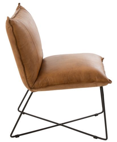 Fauteuil cuir camel Acia - Photo n°3; ?>