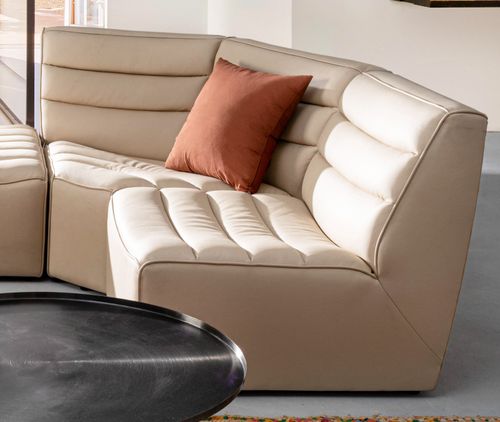 Fauteuil d'angle en polyester effet cuir beige Olivia - Photo n°2; ?>