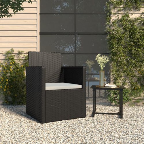 Fauteuil de jardin avec coussin Noir Résine tressée - Photo n°2; ?>