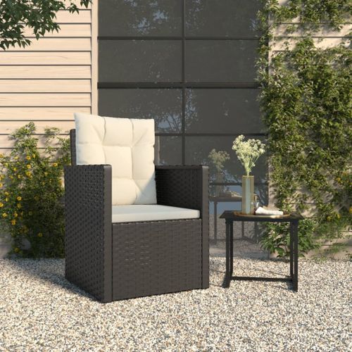 Fauteuil de jardin avec coussins Noir Résine tressée - Photo n°2; ?>