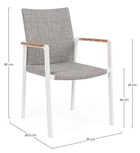 Fauteuil de jardin en aluminium blanc Jaco - Lot de 4 - Photo n°3; ?>