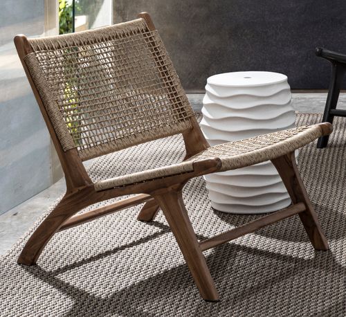 Fauteuil de jardin en bois teck et fibres Adeline - Lot de 2 - Photo n°2; ?>