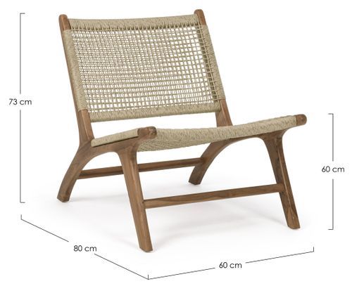 Fauteuil de jardin en bois teck et fibres Adeline - Lot de 2 - Photo n°3; ?>