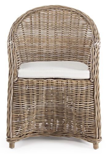 Fauteuil de jardin en rotin naturel avec coussin Marty - Photo n°2; ?>