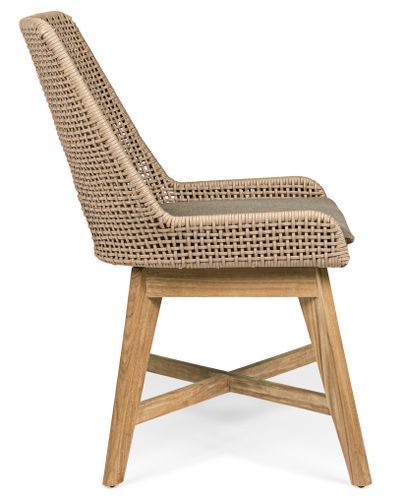 Fauteuil de jardin en tressage beige et pieds en bois de teck Peria - Lot de 2 - Photo n°3; ?>