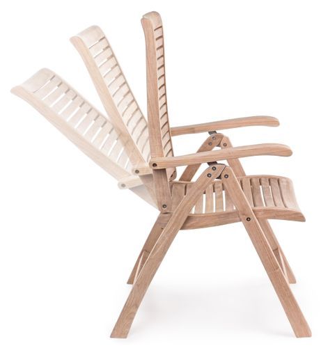 Fauteuil de jardin inclinable en bois teck naturel Marina - Photo n°3; ?>