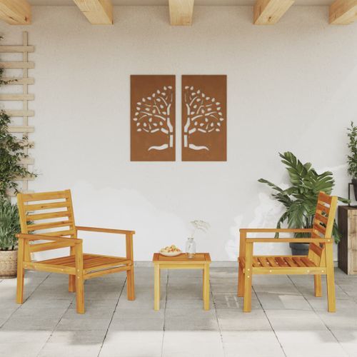 Fauteuil de jardin lot de 2 66,5x65x81 cm bois massif d'acacia - Photo n°2; ?>