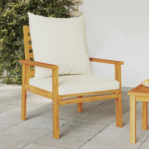 Fauteuil de jardin lot de 2 avec coussin bois massif d'acacia - Photo n°2; ?>