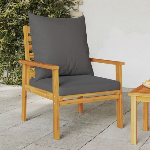 Fauteuil de jardin lot de 2 avec coussin bois massif d'acacia - Photo n°2; ?>