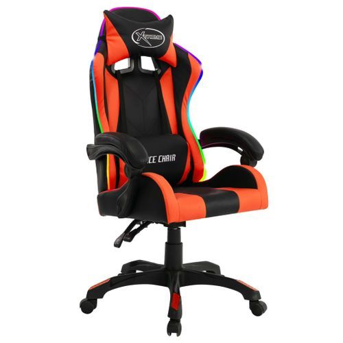 Fauteuil de jeux vidéo avec LED RVB Orange et noir Similicuir 2 - Photo n°2; ?>