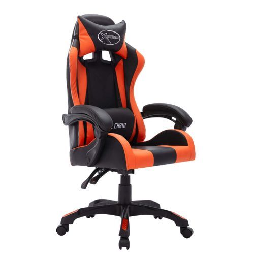 Fauteuil de jeux vidéo avec LED RVB Orange et noir Similicuir 2 - Photo n°3; ?>