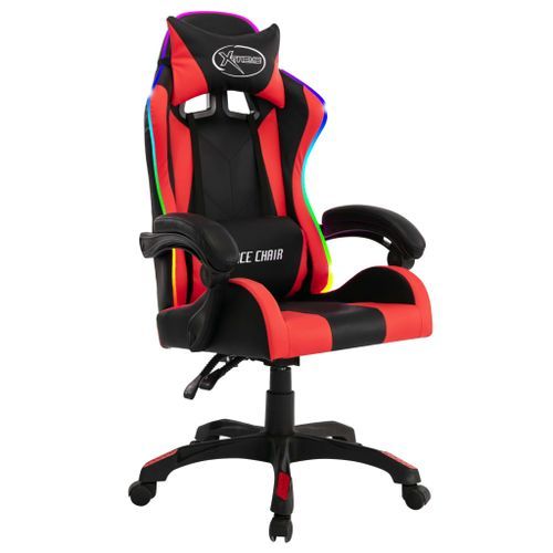 Fauteuil de jeux vidéo avec LED RVB Rouge et noir Similicuir 2 - Photo n°2; ?>